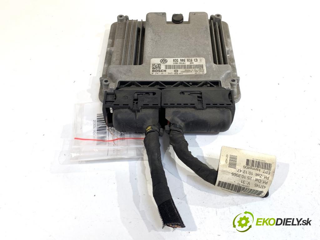 VW TOURAN nadwozie wielkoprzestrzenne (MPV) 2005 77 kW 1.9 TDI 1896 řídící jednotka motora 03G906016CD (Řídicí jednotka)