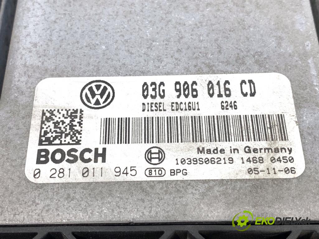 VW TOURAN nadwozie wielkoprzestrzenne (MPV) 2005 77 kW 1.9 TDI 1896 řídící jednotka motora 03G906016CD (Řídicí jednotka)
