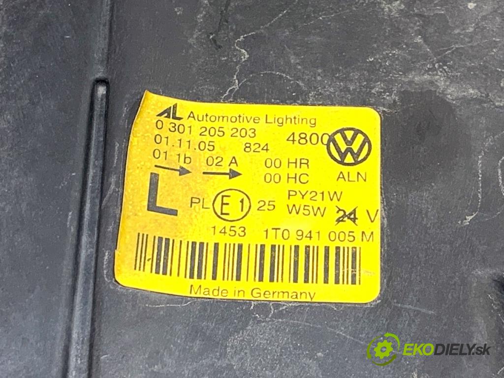 VW TOURAN nadwozie wielkoprzestrzenne (MPV) 2005 77 kW 1.9 TDI 1896 Svetlomet ľavy predný 1T0941005M