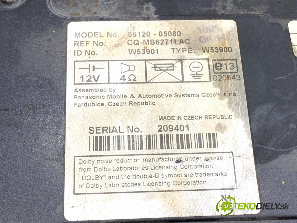 TOYOTA AVENSIS T25 Kombi 2004 85 kW 2.0 D-4D (CDT250_) 1995 RADIO 86120-05080 (Audio zařízení)
