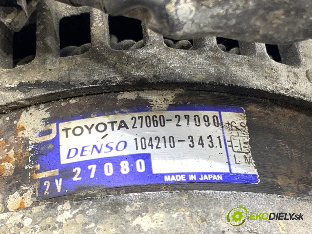 TOYOTA AVENSIS T25 Kombi 2004 85 kW 2.0 D-4D (CDT250_) 1995 Alternátor 27060-27090 (Alternátor)