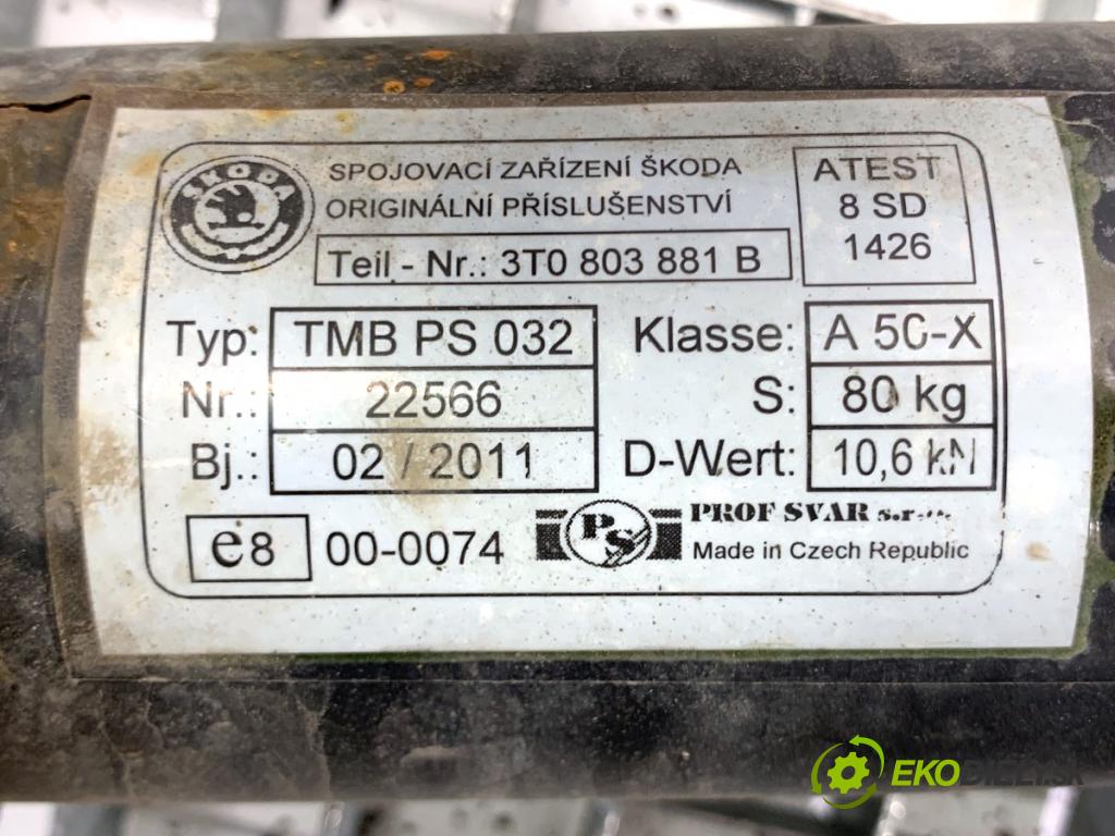 SKODA SUPERB II Kombi 2011 103 kW 2.0 TDI 1968 Hák ťažné zariadenie 3T0803881B (Ťažné zariadenie)