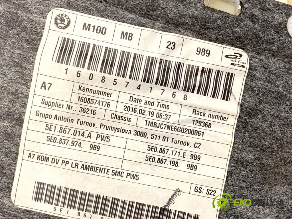 SKODA OCTAVIA III Kombi 2016 110 kW 1.4 TSI 1395 čalúnenie Dvere pravy predný