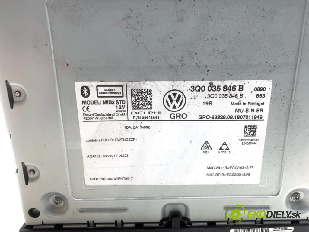 VW PASSAT B8 sedan 2018 110 kW 2.0 TDI 1968 RADIO 3Q0035846B (Audio zariadenie)