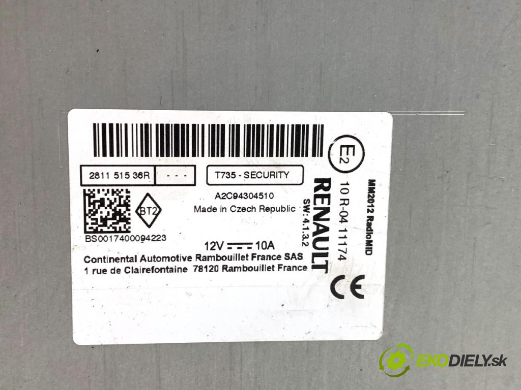 RENAULT CAPTUR I liftback 2017 81 kW 1.5 dCi 110 1461 RADIO 281151536R (Audio zariadenie)