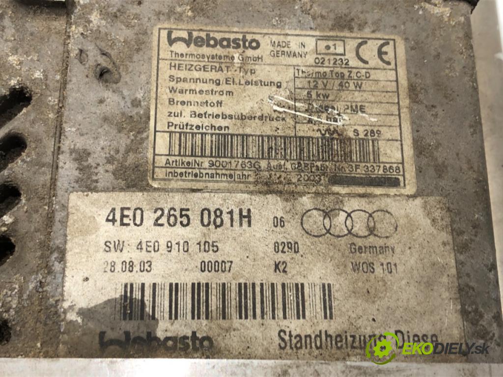 AUDI A8 D3 sedan 2003 202 kW 4.0 TDI quattro 3936 Webasto 4E0265081H (Webasto (nezávislé kúrenie))