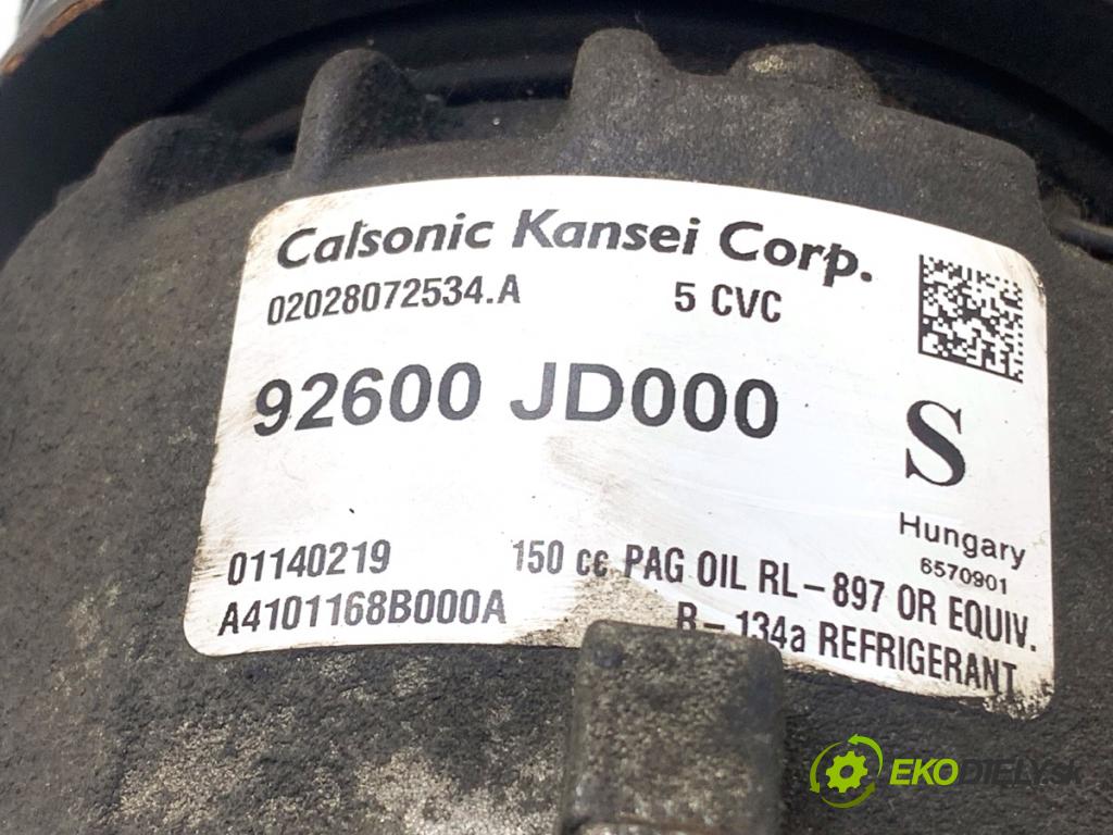 NISSAN QASHQAI J10 SUV 2008 84 kW 1.6 1598 Kompresor klimatizácie 92600-JD000 (Kompresor klimatizácie)