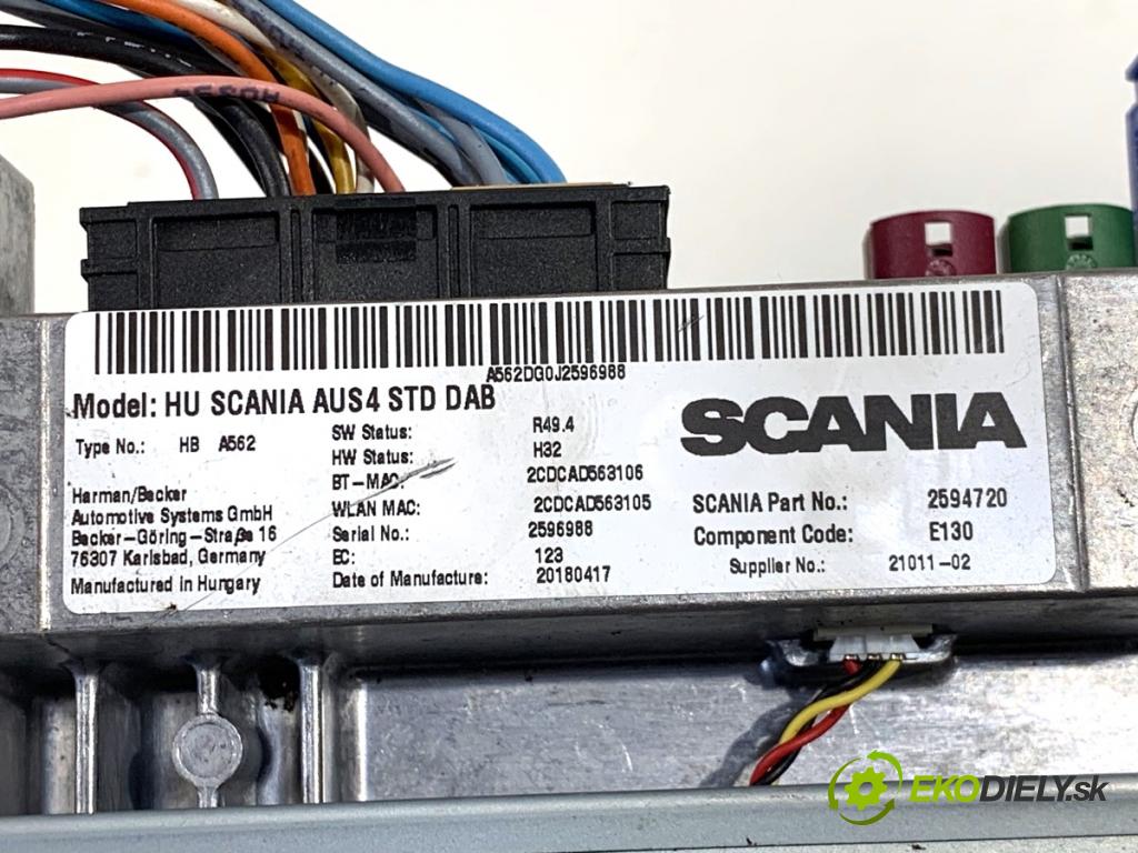 SCANIA L,P,G,R,S - series Ciągnik siodłowy 2018 331 kW S450 331 kW [450 KM] olej napędowy 2016 - 2022 12742 RADIO mavigace 2594720 (Audio zařízení)