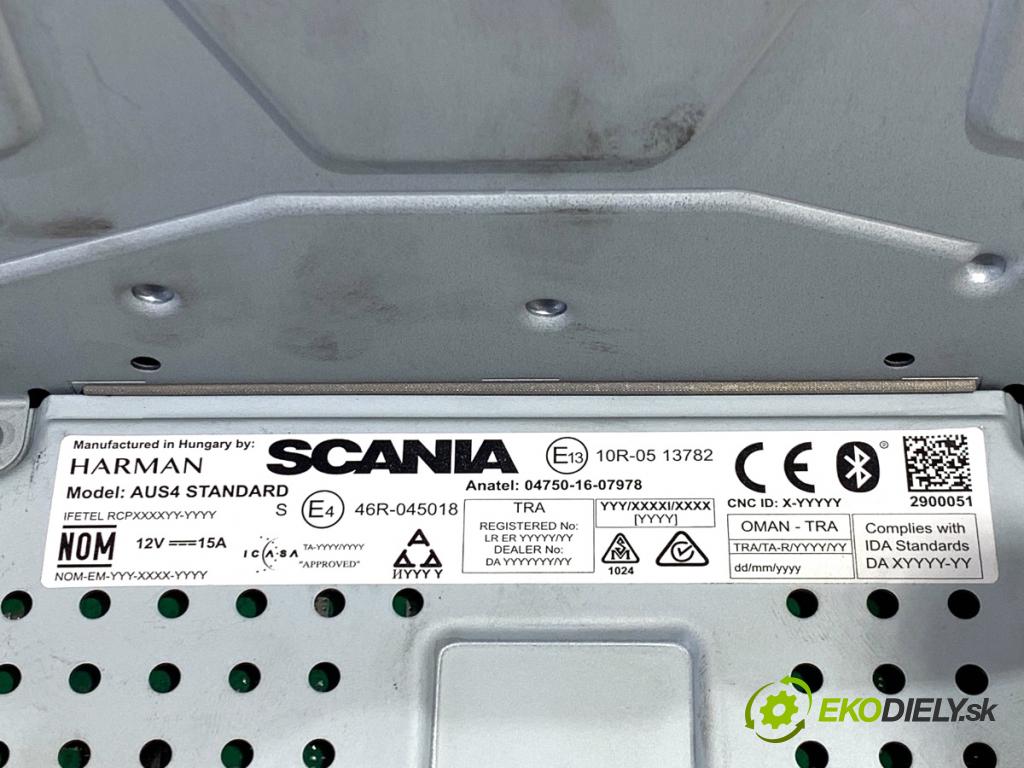 SCANIA L,P,G,R,S - series Ciągnik siodłowy 2018 331 kW S450 331 kW [450 KM] olej napędowy 2016 - 2022 12742 RADIO mavigace 2594720 (Audio zařízení)