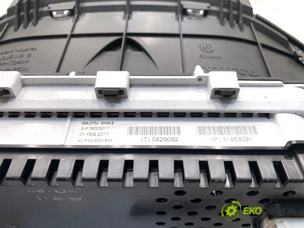 VOLVO V60 I Kombi 2017 140 kW 2.0 D4 1969 Prístrojovka 31453091 (Prístrojová doska)