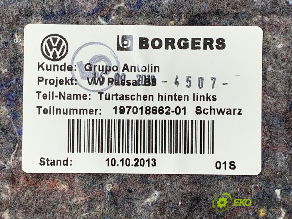 VW PASSAT B8 Kombi 2019 110 kW 2.0 TDI 1968 čalúnenie Dvere ľavy zad Roleta