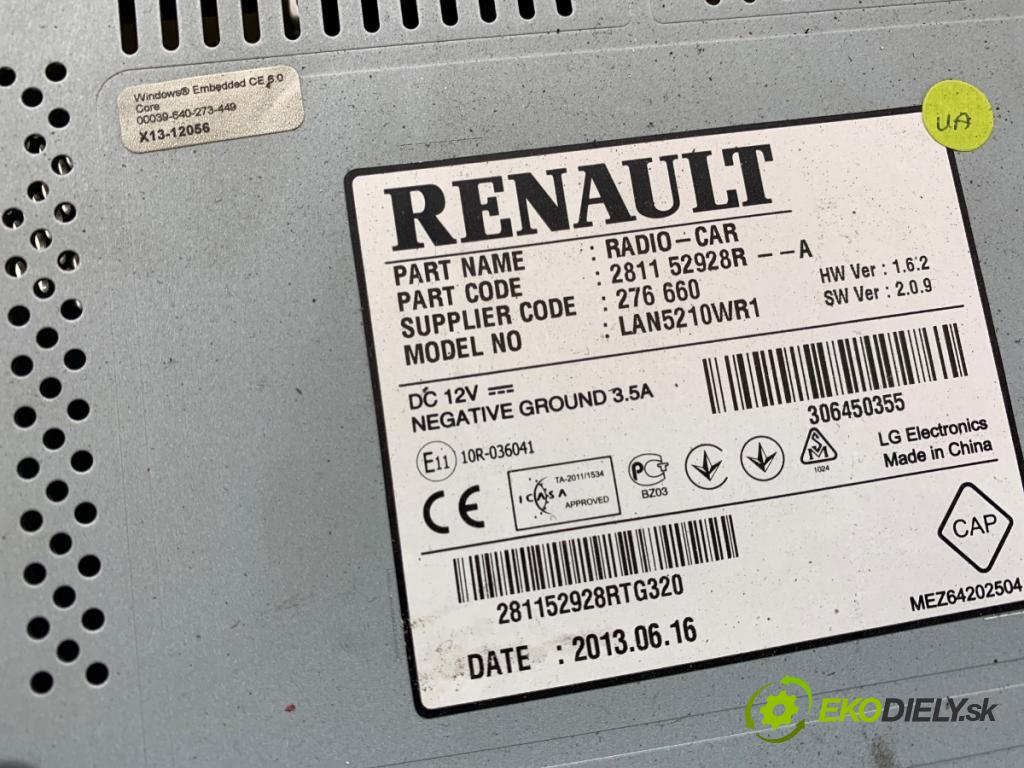 RENAULT CLIO IV liftback 2013 54 kW 1.2 16V 1149 RADIO 281152928R (Audio zařízení)