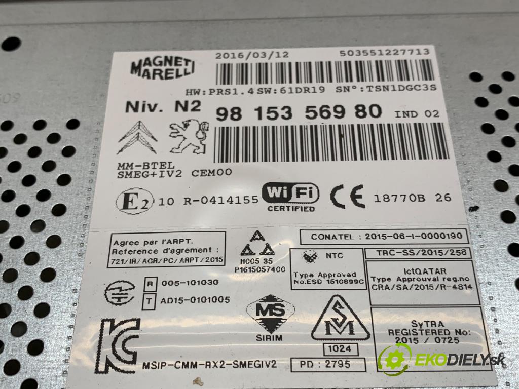 PEUGEOT 208 I liftback 2016 81 kW 1.2 THP 110 1199 RADIO 9815356980 (Audio zařízení)
