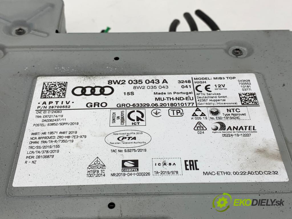 AUDI A5 F5 liftback 2020 140 kW 40 TDI 1968 RADIO 8W2035043A (Audio zařízení)