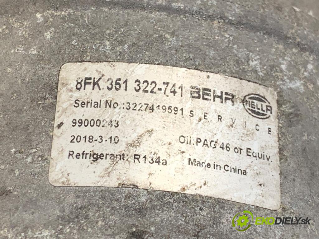 VW SHARAN nadwozie wielkoprzestrzenne (MPV) 2014 103 kW 2.0 TDI 1968 Kompresor klimatizácie 8FK351322 (Kompresor klimatizácie)