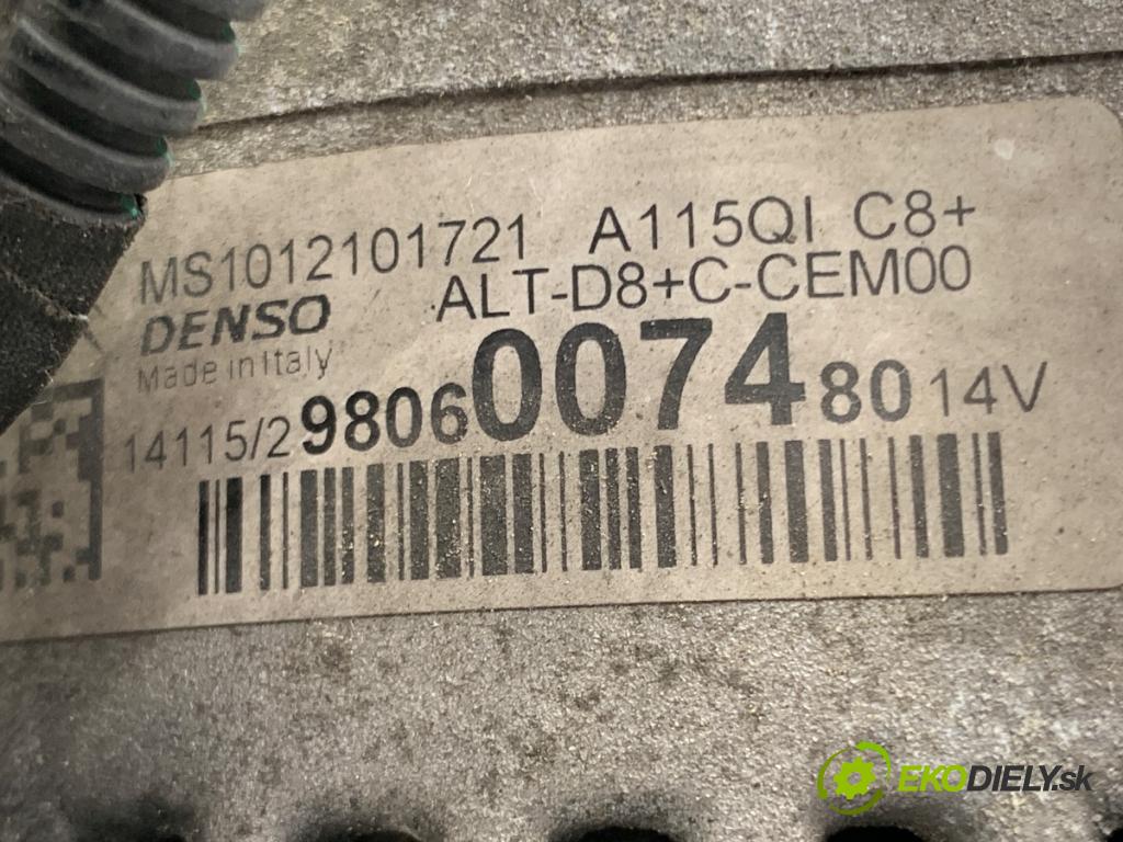 PEUGEOT 208 I liftback 2015 60 kW 1.2 VTI 82 1199 Alternátor 9806007480 (Alternátor)