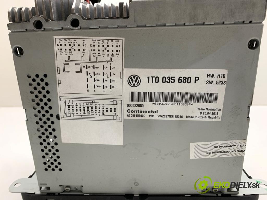 VW SHARAN nadwozie wielkoprzestrzenne (MPV) 2013 130 kW 2.0 TDI 1968 RADIO 1T0035680P (Audio zariadenie)