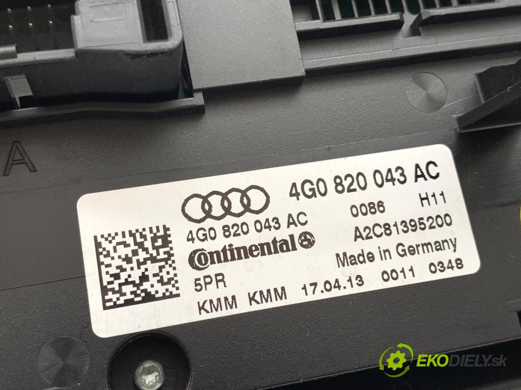 AUDI A6 C7 Kombi 2013 130 kW 2.0 TDI 1968 Panel ovládania kúrenia 4G0820043AC (Prepínacie páčky pod volantom)