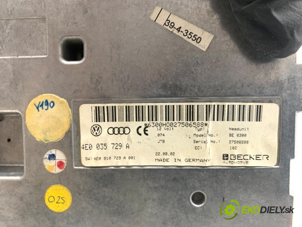 AUDI A8 D3 sedan 2002 246 kW 4.2 quattro 4172 Modul Riadiaca jednotka MMI 4E0035729A
