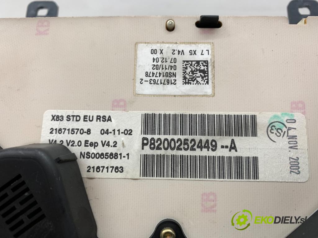 RENAULT TRAFIC II Autobus 2002 60 kW 1.9 dCI 80 (JL0B) 1870 prístrojovka 8200252449 (Přístrojová deska)