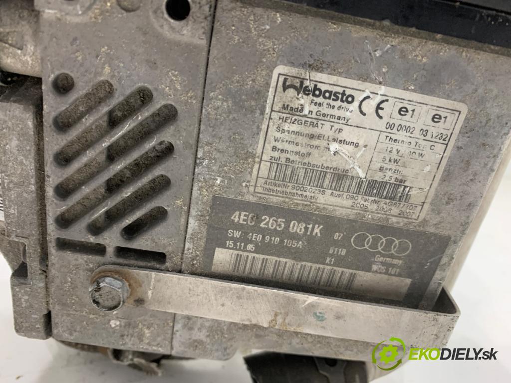 AUDI A8 D3 sedan 2005 191 kW 3.2 FSI 3123 Webasto 4E0265081K (Webasto (nezávislé kúrenie))