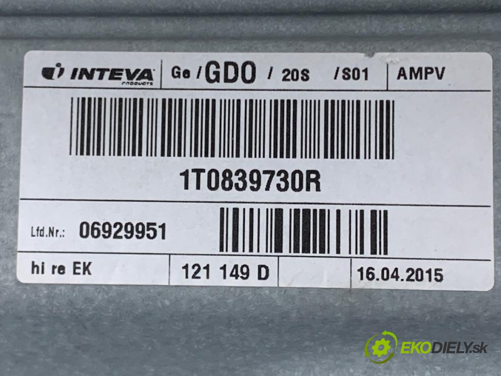 VW TOURAN nadwozie wielkoprzestrzenne (MPV) 2015 130 kW 2.0 TDI 1968 Mechanizmus okna pravy zad 5K0959704B