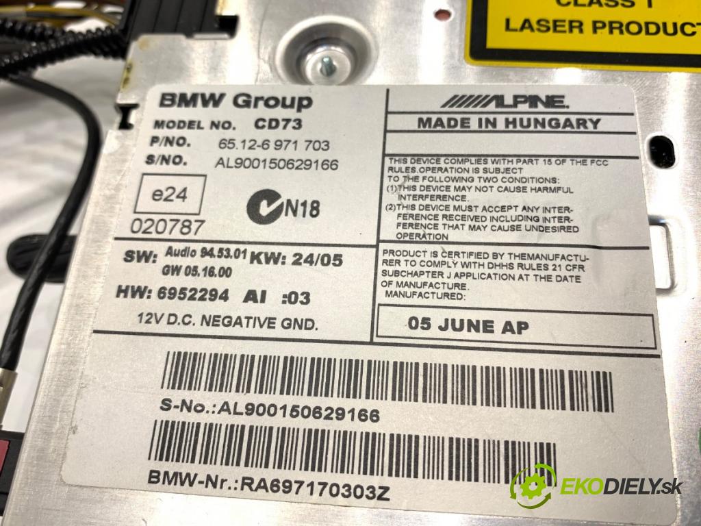 BMW E90 sedan 2006 120 kW 320 d 1995 RADIO 6971703 (Audio zariadenie)