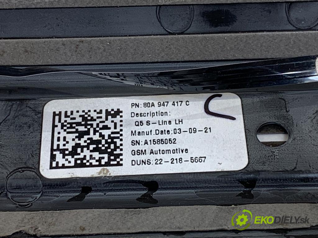 AUDI Q5 FY SUV 2021 195 kW 55 TFSI e quattro 1984 lišta násada prahu přední část levá strana S-LINE 80A947417C