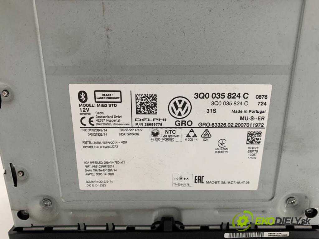 VW GOLF VII Kombi 2020 85 kW 1.6 TDI 1598 CZYTNIK navigace 3Q0035824C (Elektrosoučásti ostatní)
