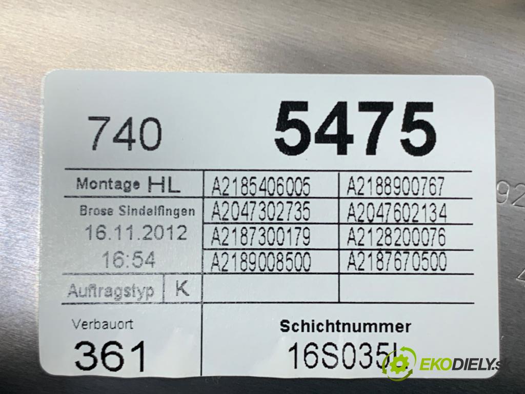 MERCEDES-BENZ W218 Kombi 2013 195 kW CLS 350 CDI / d 4-matic (218.993) 2987 Mechanizmus okna ľavy zad A2185406005