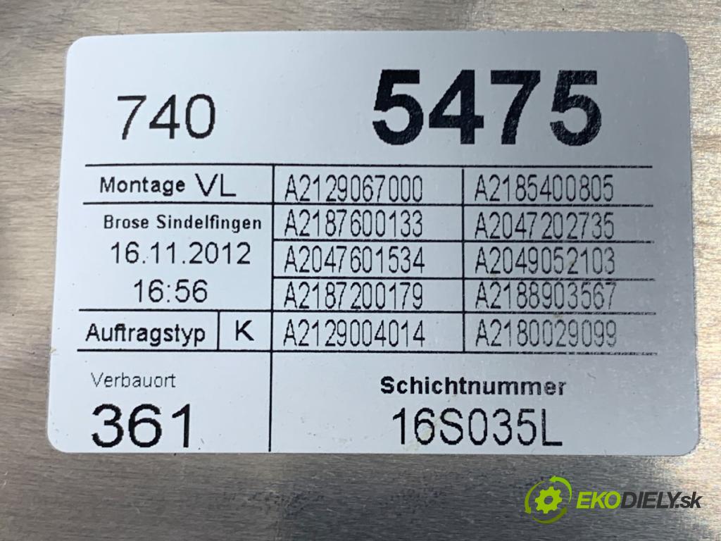 MERCEDES-BENZ W218 Kombi 2013 195 kW CLS 350 CDI / d 4-matic (218.993) 2987 Mechanizmus okna ľavy predný