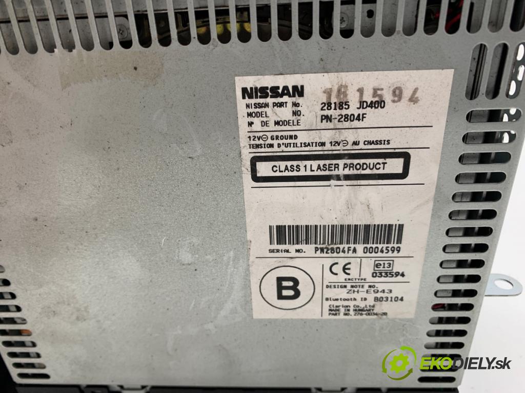 NISSAN QASHQAI J10 SUV 2007 104 kW 2.0 1997 RADIO 28185JD400 (Audio zariadenie)