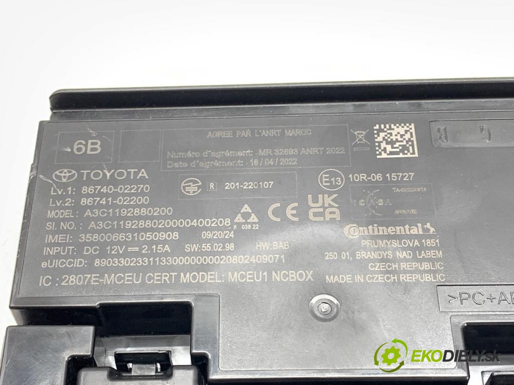 TOYOTA YARIS IV SUV 2024 68 kW 1.5 Hybrid (MXPJ10) 1490 modul BLUETOOTH 86740-02270 (Řídící jednotka ostatní)