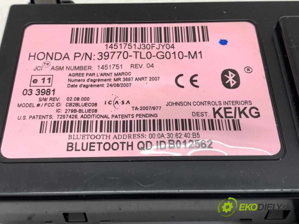 HONDA ACCORD VIII Kombi 2008 115 kW 2.0 i (CW1) 1997 modul BLUETOOTH 39770-TL0-G010-M1 (Řídící jednotka ostatní)