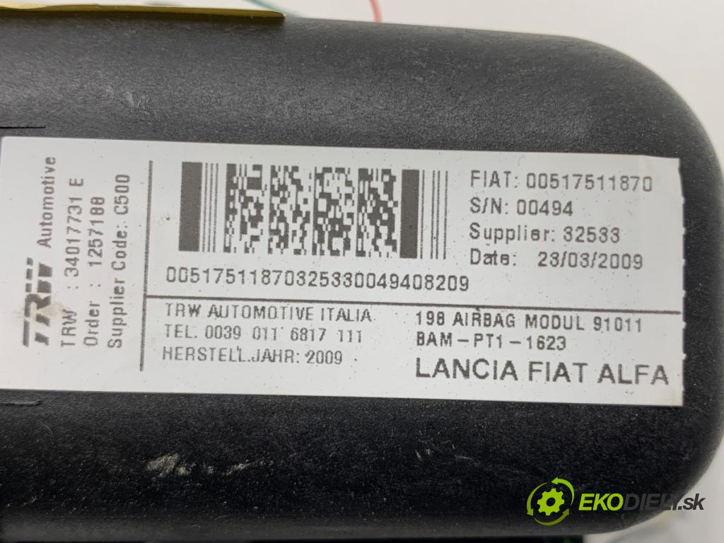 FIAT BRAVO II liftback 2009 88 kW 1.6 D Multijet (198AXL1B) 1598 AirBag spolujazdca 00517511870 (Airbag)