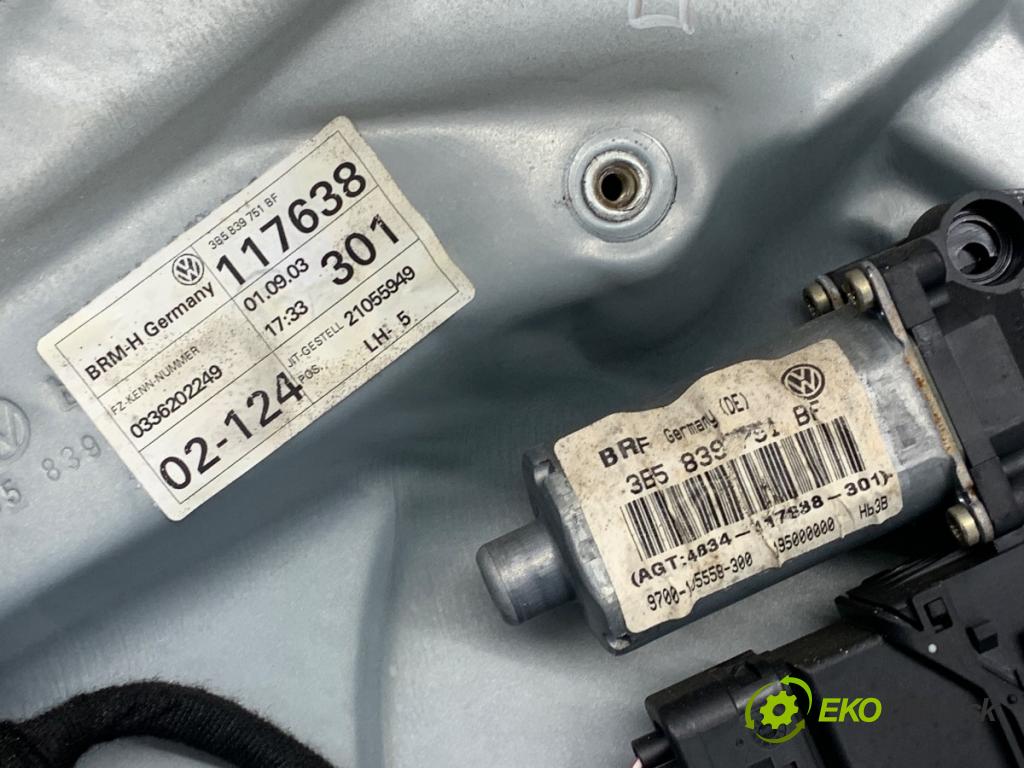 VW PASSAT B5 FL sedan 2003 96 kW 1.9 TDI 1896 Mechanizmus okna ľavy zad 3B5839751BF