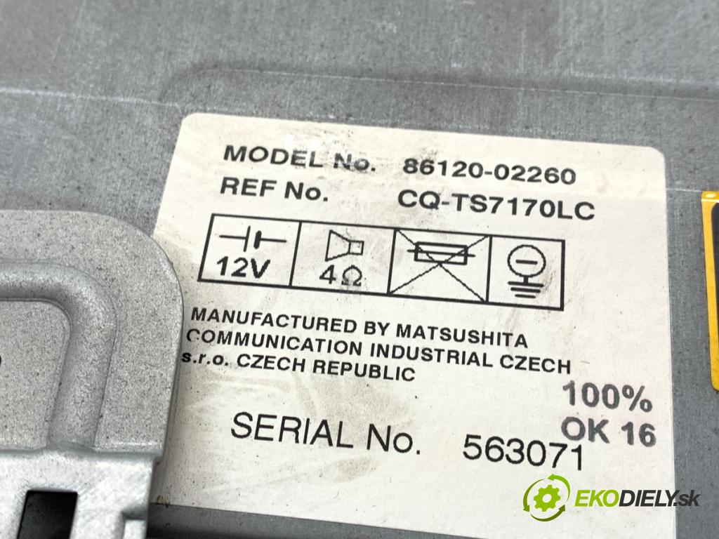 TOYOTA COROLLA E12 liftback 2003 71 kW 1.4 VVT-i (ZZE120_) 1398 RADIO 86120-02260 (Audio zariadenie)