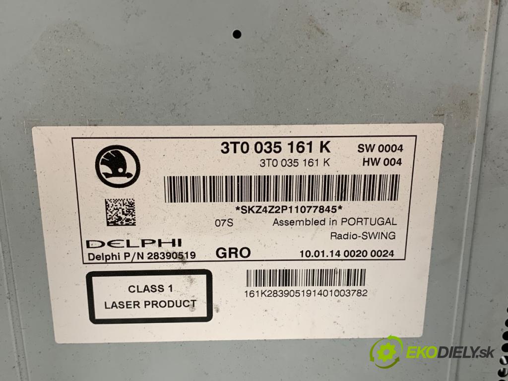 SKODA SUPERB II liftback 2014 103 kW 2.0 TDI 1968 RADIO 3T0035161K (Audio zariadenie)