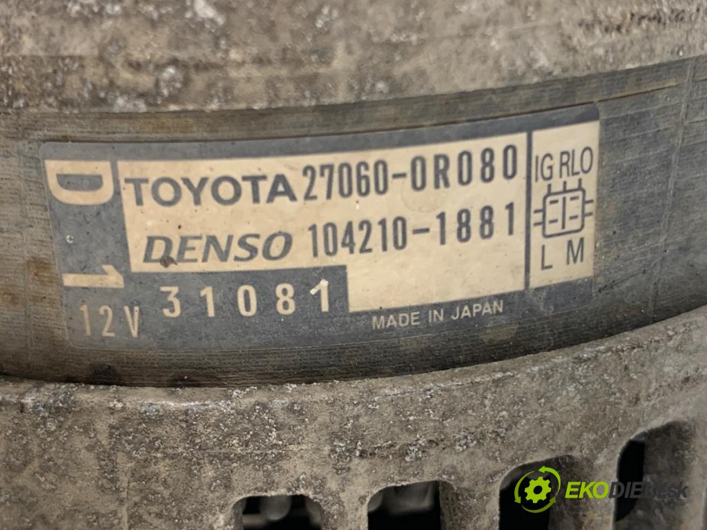 TOYOTA AVENSIS T27 Kombi 2013 110 kW 2.2 D-4D (ADT271_) 2231 Alternátor 27060-0R080 (Alternátor)