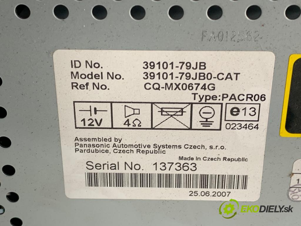SUZUKI SX4 liftback 2007 79 kW 1.6 VVT (RW 416) 1586 RADIO 39101-79JB (Audio zařízení)