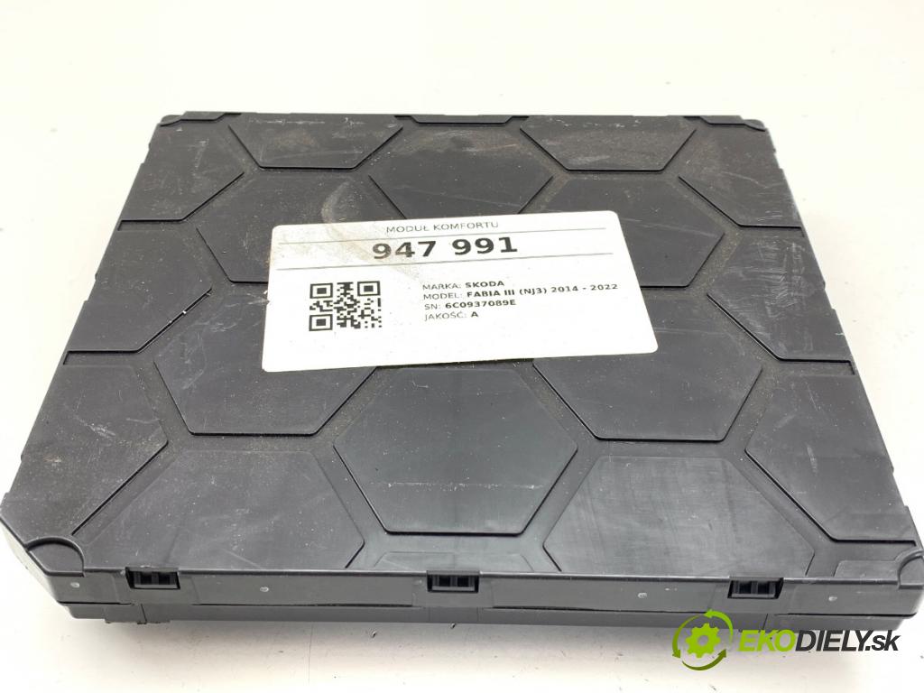 SKODA FABIA III liftback 2018 55 kW 1.0 999 modul komfortu 6C0937089E (Komfortní modul)