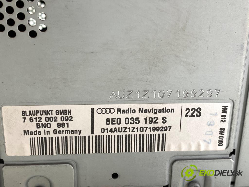 AUDI A4 B7 Kombi 2007 103 kW 2.0 TDI 1968 RADIO 8E0035192S (Audio zariadenie)