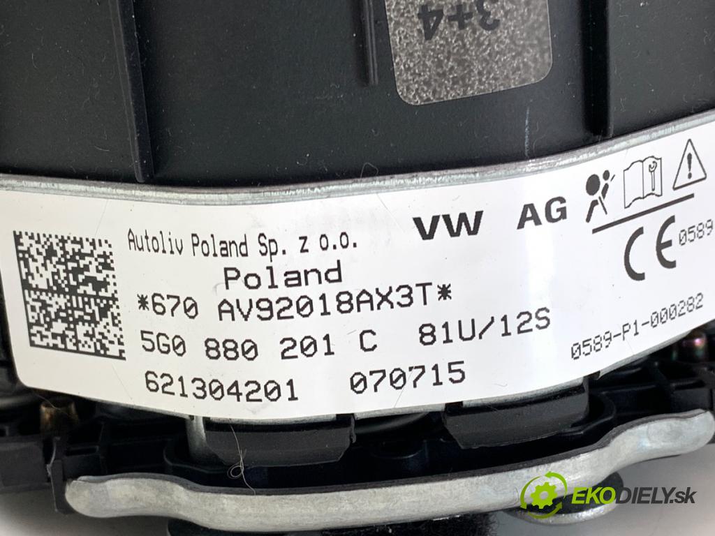VW GOLF VII Kombi 2015 81 kW 1.6 TDI 1598 AirBag volantu 5G0880201C (Airbag)