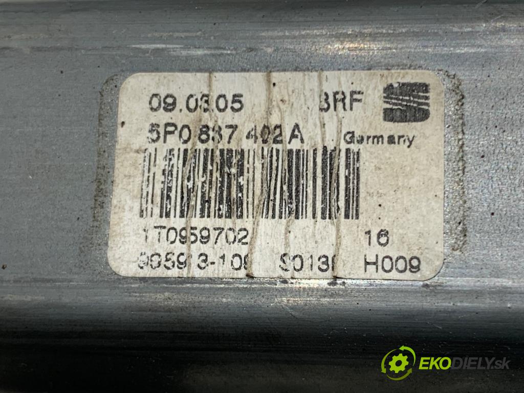 SEAT TOLEDO III nadwozie wielkoprzestrzenne (MPV) 2005 103 kW 2.0 TDI 1968 mechanismus okna pravý přední část 5P0837402A