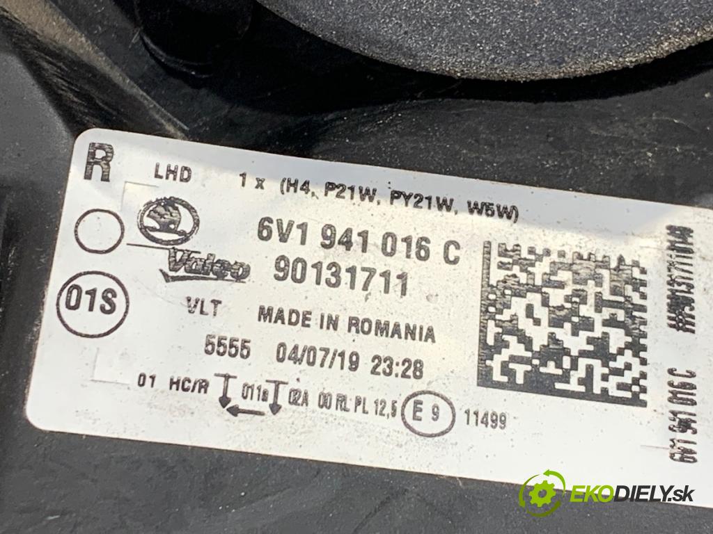 SKODA FABIA III liftback 2015 55 kW 1.0 999 světlomet pravý přední část 6V1941016C