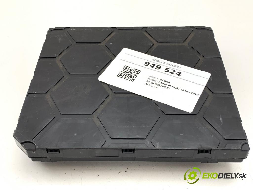 SKODA FABIA III liftback 2016 66 kW 1.2 TSI 1197 modul komfortu 6C0937087D (Komfortní modul)
