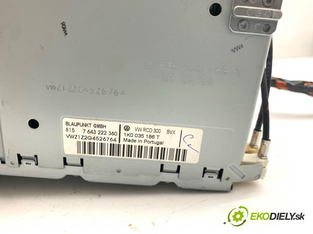 VW GOLF V Kombi 2007 75 kW 1.6 1595 RADIO 1K0035186T (Audio zariadenie)