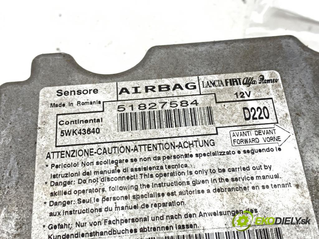 FIAT BRAVO II liftback 2008 88 kW 1.9 D Multijet (198AXB1A) 1910 senzor airbag 51827584 (Snímač)