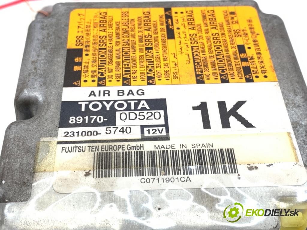TOYOTA YARIS III liftback 2011 51 kW 1.0 (KSP130_) 998 senzor airbag 89170-0D520 (Snímač)