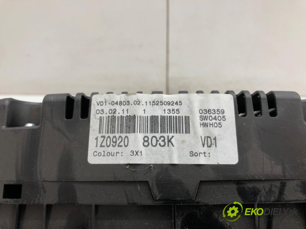 SKODA OCTAVIA II liftback 2011 90 kW 1.4 TSI 1390 Prístrojovka 1Z0920803K (Prístrojová doska)